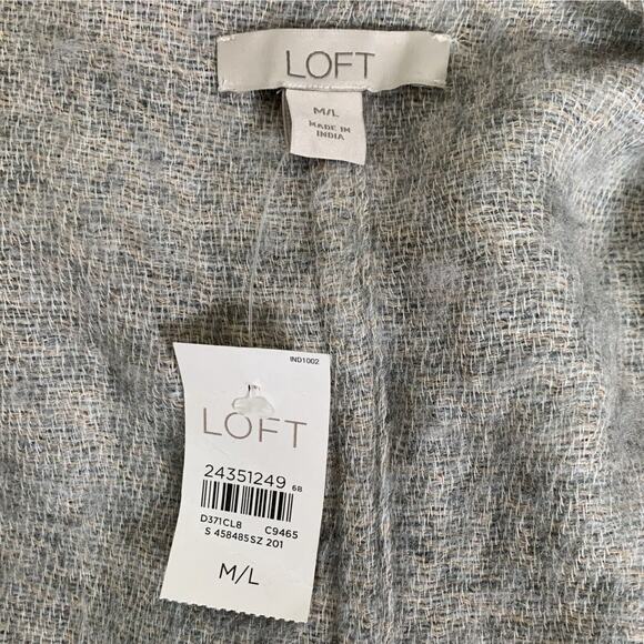 Ann Taylor Loft Kimono Cardigan Women's M/L Gray Multicolor Boho Striped Fringe - Picture 6 of 9